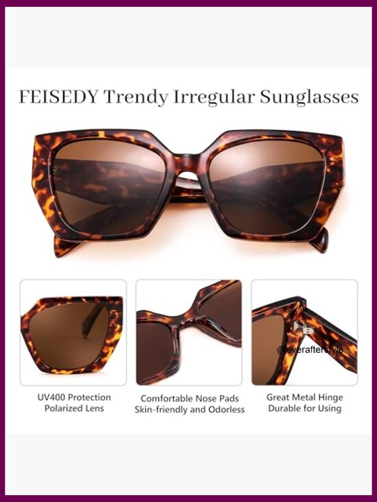 TR Frame Polarized Sunglasses, Oversized Square Retro Shades UV400 Protection